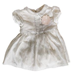 Patachou Cream Formal Silver Sparkle front 0-3 month Dress
